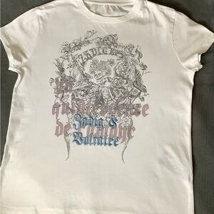 Zadig & Voltaire White Tee with Skull and Floral Art
